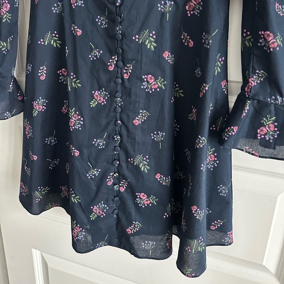 HYACINTH HOUSE Navy Floral Ruffle Neck Norah Mini Dress NWT - Picture 8 of 15